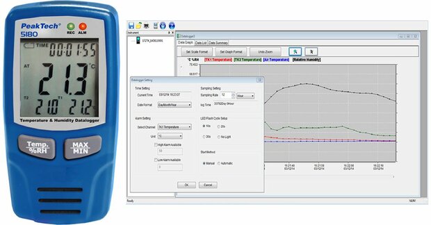 P5180 T+RH+2xk-type logger